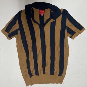 Guess Men's Polo Shirt in Navy and Tan Stripes